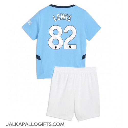 Manchester City Rico Lewis #82 Koti Peliasu Lasten 2024-25 Lyhythihainen (+ Lyhyet housut)